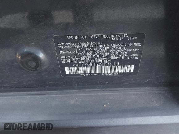 2009 Subaru Forester X Limited with VIN JF2SH64609H775109, listed as a IAAI auction lot 42627616 with 184,176 mi miles and . Bid and sale history available at DreamBid. Image 9.