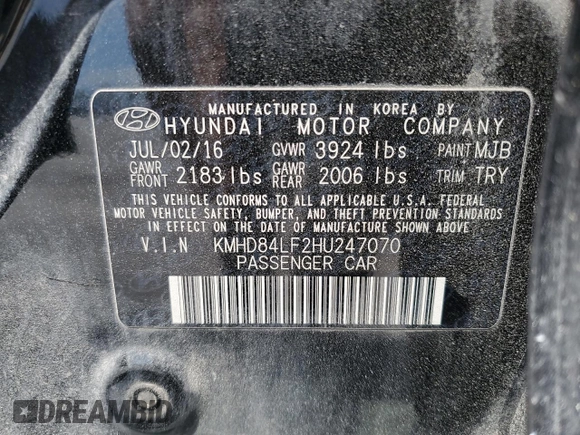 2017 Hyundai Elantra Value Edition z VIN KMHD84LF2HU247070, wystawiony jako Copart lot #57460915 z przebiegiem 124 337 mil mil oraz Szkoda całkowita • Salvage title. Historia ofert i sprzedaży dostępna na DreamBid. Obrazek 13.