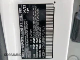 2024 Mercedes-Benz GLS 450 с VIN 4JGFF5KE5RB075952, выставлен на аукционе Copart как лот 60127945 с пробегом 51 185 миль миль и Чистый • Clean title. История ставок и продаж доступна на DreamBid. Изображение 12.