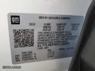 2025 Chevrolet Trax LT with VIN KL77LHEP9SC136880, listed as a Copart auction lot 50460465 with 2,895 mi miles and Salvage Title. Bid and sale history available at carsss.com. Image 15.