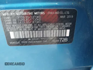 2019 Mitsubishi Mirage ES with VIN ML32A3HJ7KH011198, listed as a IAAI auction lot 42528952 with 106,709 mi miles and . Bid and sale history available at DreamBid. Image 9.