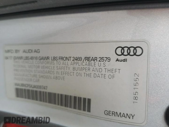 2018 Audi A5 Sportback Premium Plus with VIN WAUBNCF5XJA009747, listed as a Copart auction lot 49796635 with 127,155 mi miles and Salvage Title. Bid and sale history available at carsss.com. Image 15.