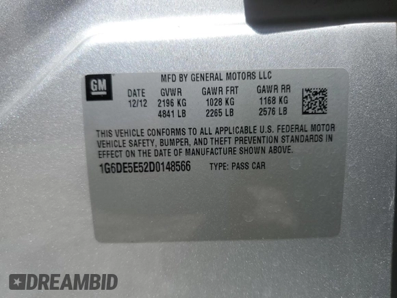 2013 Cadillac CTS Luxury с VIN 1G6DE5E52D0148566, выставлен на аукционе Copart как лот 52803415 с пробегом 110 866 миль миль и Списание • Salvage title. История ставок и продаж доступна на DreamBid. Изображение 14.