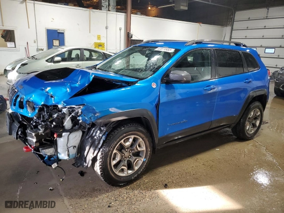 2019 Jeep Cherokee Trailhawk with VIN 1C4PJMBX9KD361168, listed as a Copart auction lot 41874955 with 46,858 mi miles and Salvage Title. Bid and sale history available at carsss.com. Image 1.