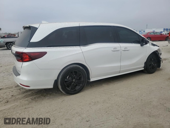2024 Honda Odyssey Sport with VIN 5FNRL6H72RB024348, listed as a Copart auction lot 44576155 with 8,328 mi miles and Salvage Title. Bid and sale history available at DreamBid. Image 3.