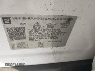 2020 GMC Terrain SLT с VIN 3GKALPEX4LL183425, выставлен на аукционе IAAI как лот 42075749 с пробегом 83 474 миль миль и . История ставок и продаж доступна на DreamBid. Изображение 9.