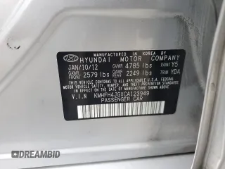 2012 Hyundai Azera z VIN KMHFH4JGXCA123949, wystawiony jako Copart lot #53499005 z przebiegiem 184 083 mil mil oraz Czysty tytuł • Clean title. Historia ofert i sprzedaży dostępna na DreamBid. Obrazek 12.