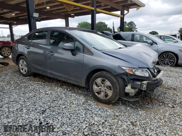 2013 Honda Civic LX with VIN 19XFB2F56DE280653, listed as a Copart auction lot 54537685 with 159,961 mi miles and Salvage title. Bid and sale history available at DreamBid. Image 4.