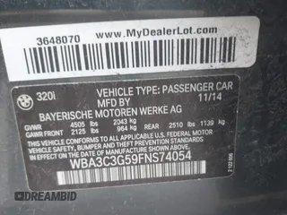 2015 BMW 3 Series 320i xDrive with VIN WBA3C3G59FNS74054, listed as a IAAI auction lot 42590270 with 132,316 mi miles and . Bid and sale history available at DreamBid. Image 9.