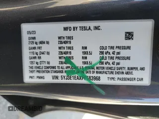 2023 Tesla Model 3 z VIN 5YJ3E1EAXPF583968, wystawiony jako Copart lot #63994085 z przebiegiem 23 723 mil mil oraz Szkoda całkowita • Salvage title. Historia ofert i sprzedaży dostępna na DreamBid. Obrazek 12.