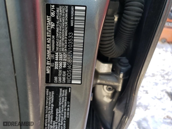 2014 Mercedes-Benz CLA-Class CLA 250 with VIN WDDSJ4GB5EN103533, listed as a Copart auction lot 38509074 with 0 mi miles and Salvage Title. Bid and sale history available at carsss.com. Image 12.
