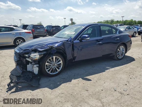 2021 Infiniti Q50 Luxe with VIN JN1EV7BR7MM755031, listed as a Copart auction lot 57383075 with 35,903 mi miles and Salvage title. Bid and sale history available at DreamBid. Image 1.
