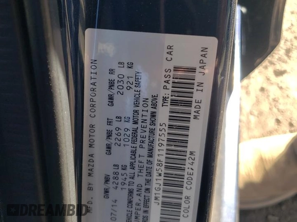 2015 Mazda 6 i Grand Touring with VIN JM1GJ1W58F1197555, listed as a Copart auction lot 47236975 with 66,616 mi miles and Salvage Title. Bid and sale history available at carsss.com. Image 13.