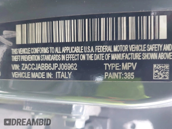 2018 Jeep Renegade Latitude with VIN ZACCJABB6JPJ06962, listed as a IAAI auction lot 41277869 with 87,915 mi miles. Bid and sale history available at carsss.com. Image 9.