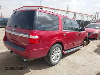 2016 Ford Expedition Limited with VIN 1FMJU1KT5GEF07362, listed as a IAAI auction lot 41647643 with 208,133 mi miles and . Bid and sale history available at DreamBid. Image 4.