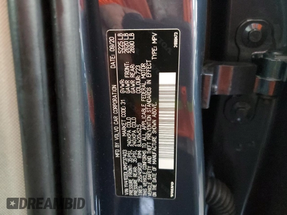2021 Volvo XC60 Inscription с VIN YV4102DLXM1737403, выставлен на аукционе Copart как лот 84945084 с пробегом 19 900 миль миль и Списание • Salvage title. История ставок и продаж доступна на DreamBid. Изображение 13.