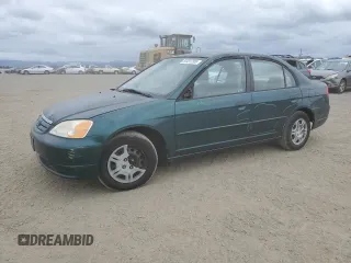 2001 Honda Civic LX with VIN JHMES15541S000338, listed as a Copart auction lot 53491295 with 95,013 mi miles and Salvage Title. Bid and sale history available at carsss.com. Image 1.