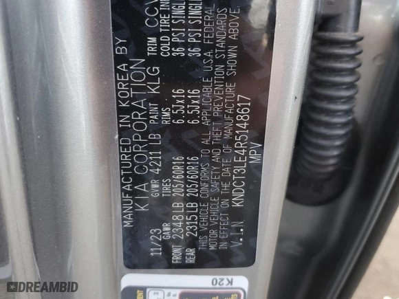2024 Kia Niro SX Touring with VIN KNDCT3LE4R5148617, listed as a Copart auction lot 78222894 with 2,416 mi miles and Salvage Title. Bid and sale history available at carsss.com. Image 15.