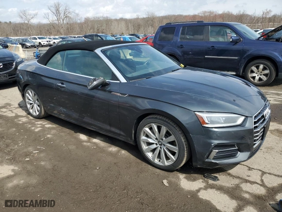 2018 Audi A5 Cabriolet Premium Plus with VIN WAUYNGF56JN022330, listed as a Copart auction lot 50856195 with 88,204 mi miles and Salvage Title. Bid and sale history available at carsss.com. Image 4.