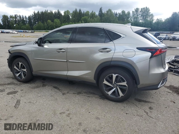 2021 Lexus NX 300h with VIN JTJGJRDZ2M2167458, listed as a Copart auction lot 57650945 with 14,653 mi miles and Salvage title. Bid and sale history available at DreamBid. Image 2.