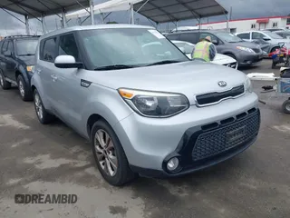 2016 Kia Soul + with VIN KNDJP3A54G7824581, listed as a IAAI auction lot 41796133 with 126,730 mi miles. Bid and sale history available at carsss.com. Image 1.