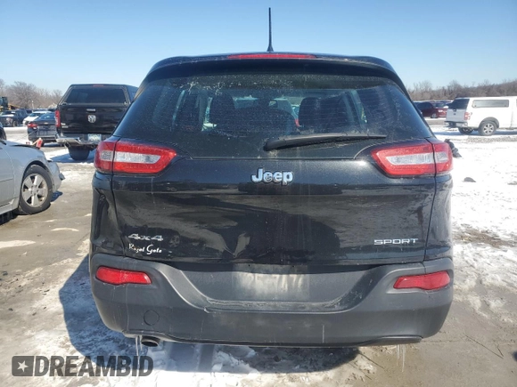 2015 Jeep Cherokee Sport with VIN 1C4PJMAB4FW588042, listed as a Copart auction lot 45660385 with 186,455 mi miles and Salvage Title. Bid and sale history available at carsss.com. Image 6.