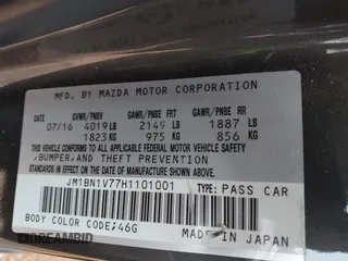 2017 Mazda 3 Touring z VIN JM1BN1V77H1101001, wystawiony jako IAAI lot #41393592 z przebiegiem 77 566 mil mil oraz . Historia ofert i sprzedaży dostępna na DreamBid. Obrazek 9.