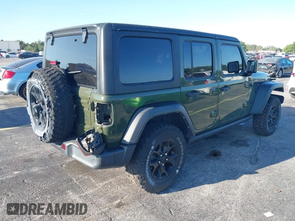 2021 Jeep Wrangler Unlimited 80th Anniversary with VIN 1C4HJXDN6MW685090, listed as a IAAI auction lot 41816088 with 31,546 mi miles and . Bid and sale history available at DreamBid. Image 4.