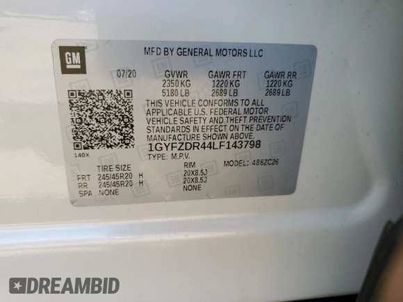 2020 Cadillac XT4 AWD Premium Luxury with VIN 1GYFZDR44LF143798, listed as a Copart auction lot 56134875 with 31,365 mi miles and Salvage title. Bid and sale history available at DreamBid. Image 12.