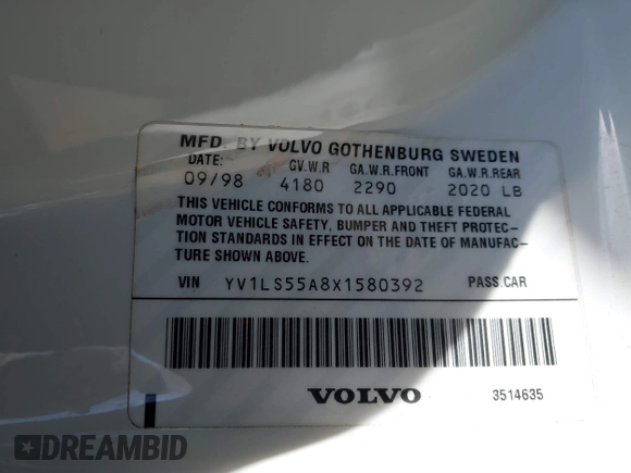 1999 Volvo S70 z VIN YV1LS55A8X1580392, wystawiony jako IAAI lot #41623528 z przebiegiem 77 806 mil mil oraz . Historia ofert i sprzedaży dostępna na DreamBid. Obrazek 9.