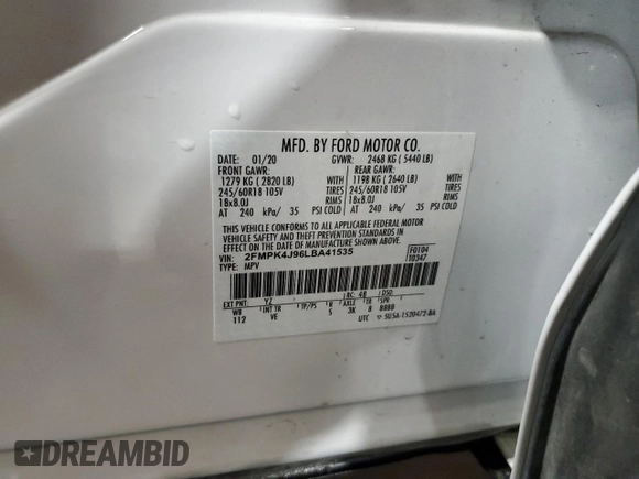 2020 Ford Edge SEL z VIN 2FMPK4J96LBA41535, wystawiony jako Copart lot #56077665 z przebiegiem 55 666 mil mil oraz Szkoda całkowita • Salvage title. Historia ofert i sprzedaży dostępna na DreamBid. Obrazek 13.