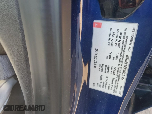 2018 Tesla Model 3 Long Range Battery with VIN 5YJ3E1EB9JF075202, listed as a Copart auction lot 87616115 with 76,881 mi miles and Salvage Title. Bid and sale history available at DreamBid. Image 15.