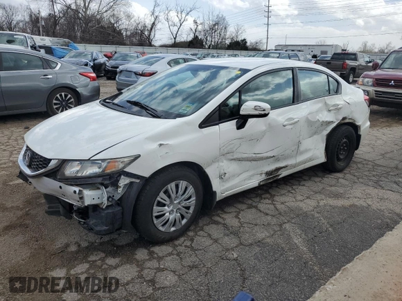 2015 Honda Civic Sedan LX with VIN 19XFB2F57FE045763, listed as a Copart auction lot 49605475 with 159,352 mi miles and Salvage Title. Bid and sale history available at carsss.com. Image 1.
