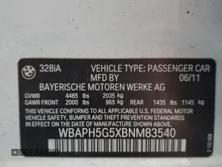 2011 BMW 3 Series 328i with VIN WBAPH5G5XBNM83540, listed as a Copart auction lot 76909404 with 96,453 mi miles and Salvage Title. Bid and sale history available at carsss.com. Image 12.