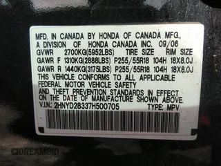2007 Acura MDX Tech Pkg with VIN 2HNYD28337H500705, listed as a IAAI auction lot 34667469 with 199,266 mi miles. Bid and sale history available at carsss.com. Image 9.