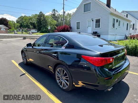 2017 Infiniti Q50 Red Sport 400 with VIN JN1FV7ARXHM870864, listed as a Copart auction lot 60896265 with 59,899 mi miles and Salvage title. Bid and sale history available at DreamBid. Image 3.