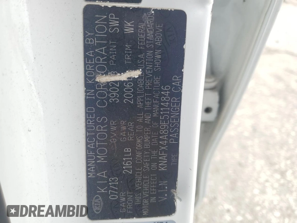 2014 Kia Forte EX with VIN KNAFX4A89E5114846, listed as a Copart auction lot 45282095 with 106,451 mi miles and Salvage Title. Bid and sale history available at carsss.com. Image 14.