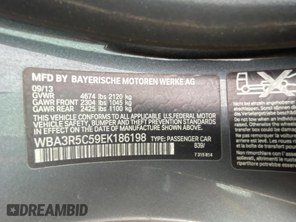 2014 BMW 4 Series 435i xDrive z VIN WBA3R5C59EK186198, wystawiony jako Copart lot #54361555 z przebiegiem 103 175 mil mil oraz Czysty tytuł • Clean title. Historia ofert i sprzedaży dostępna na DreamBid. Obrazek 10.