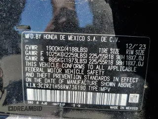 2024 Honda HR-V Sport z VIN 3CZRZ1H56RM736190, wystawiony jako Copart lot #62719065 z przebiegiem 13 283 mil mil oraz Szkoda całkowita • Salvage title. Historia ofert i sprzedaży dostępna na DreamBid. Obrazek 12.
