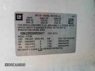 2017 Chevrolet Tahoe Commercial with VIN 1GNLCDEC8HR238417, listed as a Copart auction lot 50503545 with Not provided miles and Clean title. Bid and sale history available at DreamBid. Image 14.