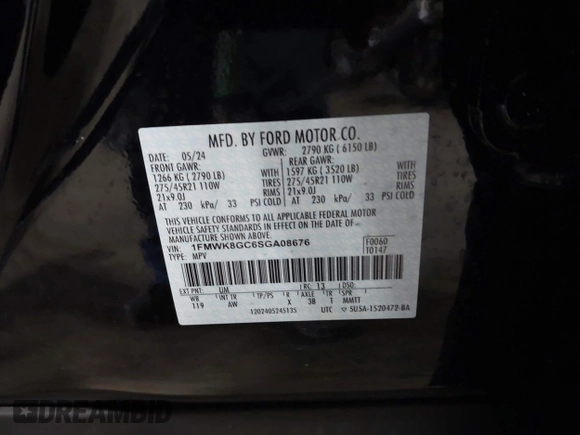2025 Ford Explorer ST z VIN 1FMWK8GC6SGA08676, wystawiony jako IAAI lot #42043230 z przebiegiem 4 934 mil mil oraz . Historia ofert i sprzedaży dostępna na DreamBid. Obrazek 9.