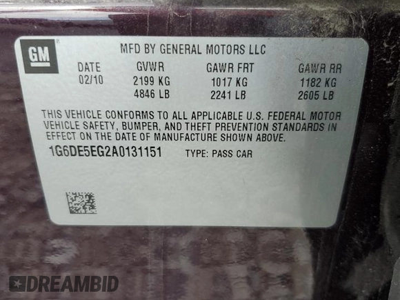 2010 Cadillac CTS Luxury with VIN 1G6DE5EG2A0131151, listed as a Copart auction lot 49474605 with 185,740 mi miles and Salvage Title. Bid and sale history available at carsss.com. Image 14.