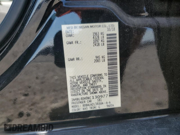 2019 Nissan Altima 2.5 SV with VIN 1N4BL4DV0KC130977, listed as a Copart auction lot 50996435 with 77,443 mi miles and Salvage Title. Bid and sale history available at carsss.com. Image 15.