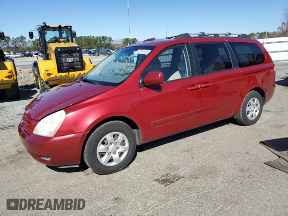 2008 Kia Sedona LX with VIN KNDMB233986211364, listed as a Copart auction lot 48524445 with 148,762 mi miles and Non Repairable. Bid and sale history available at carsss.com. Image 1.