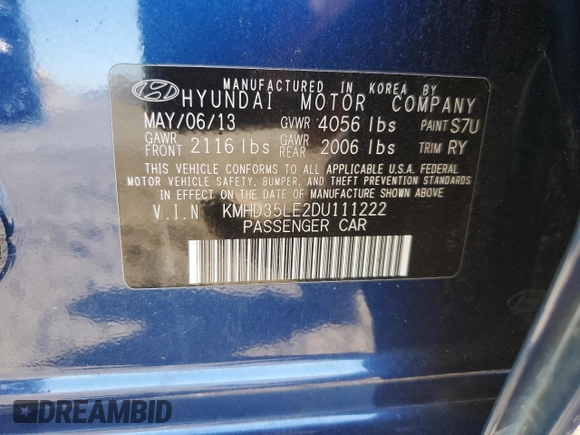 2013 Hyundai Elantra GT with VIN KMHD35LE2DU111222, listed as a Copart auction lot 70581894 with 145,382 mi miles and Salvage Title. Bid and sale history available at carsss.com. Image 14.
