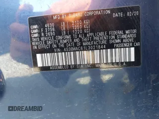 2020 Subaru Legacy Premium с VIN 4S3BWAC61L3021844, выставлен на аукционе IAAI как лот 42391139 с пробегом 117 581 миль миль и . История ставок и продаж доступна на DreamBid. Изображение 9.