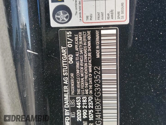 2015 Mercedes-Benz C 250 z VIN WDDGJ4HBXFG393522, wystawiony jako Copart lot #48867525 z przebiegiem 99 206 mil mil oraz Szkoda całkowita • Salvage title. Historia ofert i sprzedaży dostępna na DreamBid. Obrazek 12.