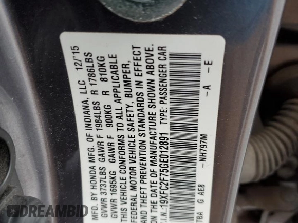 2016 Honda Civic Sedan EX with VIN 19XFC2F75GE012891, listed as a Copart auction lot 41578915 with 146,405 mi miles and Salvage Title. Bid and sale history available at carsss.com. Image 13.