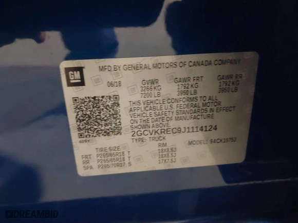 2018 Chevrolet Silverado 1500 LT with VIN 2GCVKREC9J1114124, listed as a IAAI auction lot 41201516 with 51,857 mi miles. Bid and sale history available at carsss.com. Image 9.