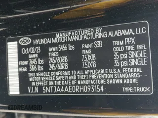 2024 Hyundai Santa Cruz SE z VIN 5NTJA4AE0RH093154, wystawiony jako Copart lot #45149895 z przebiegiem 25 101 mil mil oraz Szkoda całkowita • Salvage title. Historia ofert i sprzedaży dostępna na DreamBid. Obrazek 12.